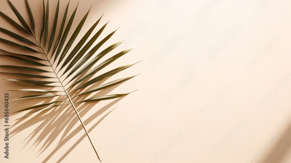 Fototapeta premium Minimalist background with palm leaves