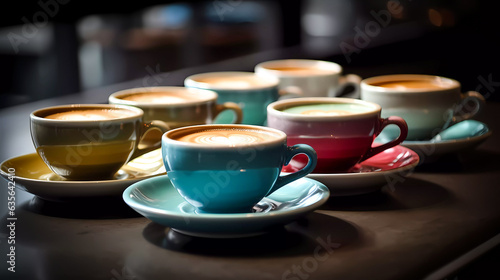 Isolated cup of hot coffee on black background. Generative AI technology.