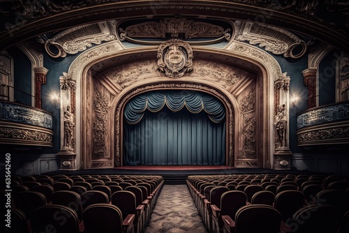 Gorgeous theater interior. Baroque style.