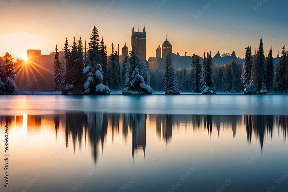 Obraz premium sunrise over the river