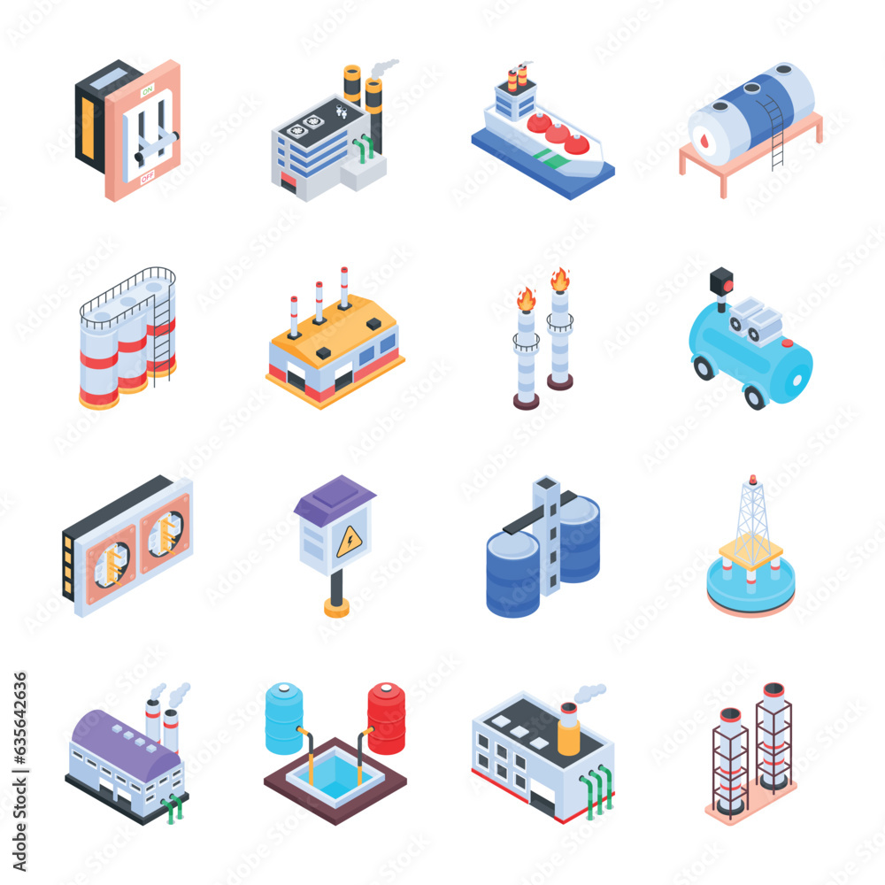 Trendy Pack of Factory Isometric Icons
Trendy Pack of Factory Isometric Icons