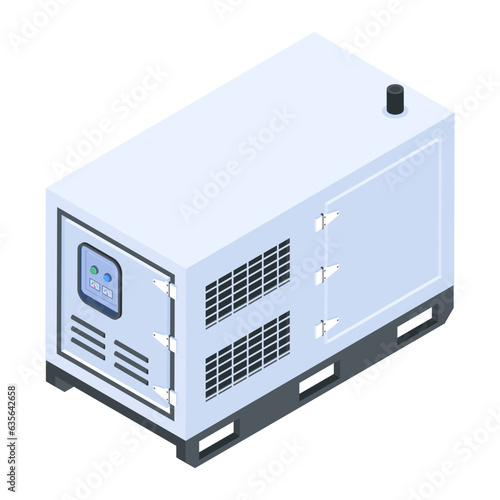 An isometric icon of power generator 