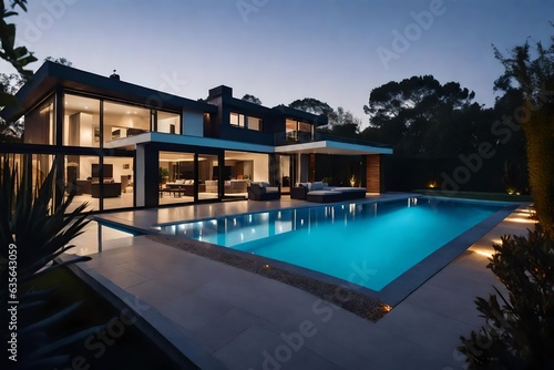 Luxury Home Exterior at Twilight © Ghulam