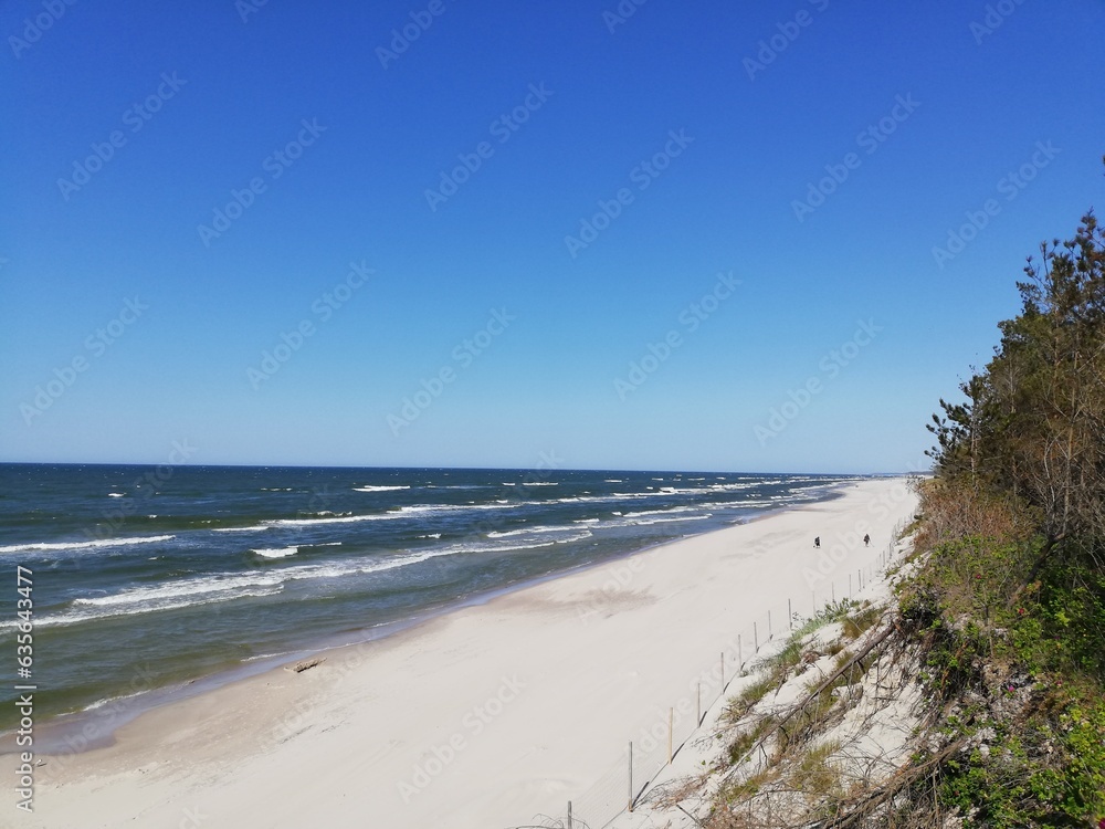 Fototapeta premium Baltic Sea coast. Rogowo. Beautiful seaside landscape. Summer holidays. 