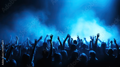 Silhouettes of People in Concert, Blue Toned