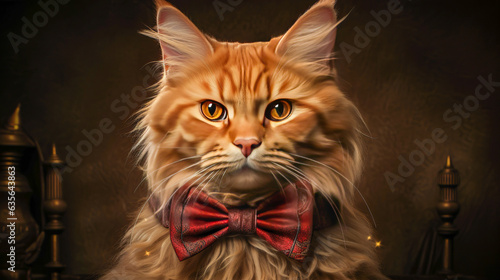 Cat With A Bow Art Like King  photo