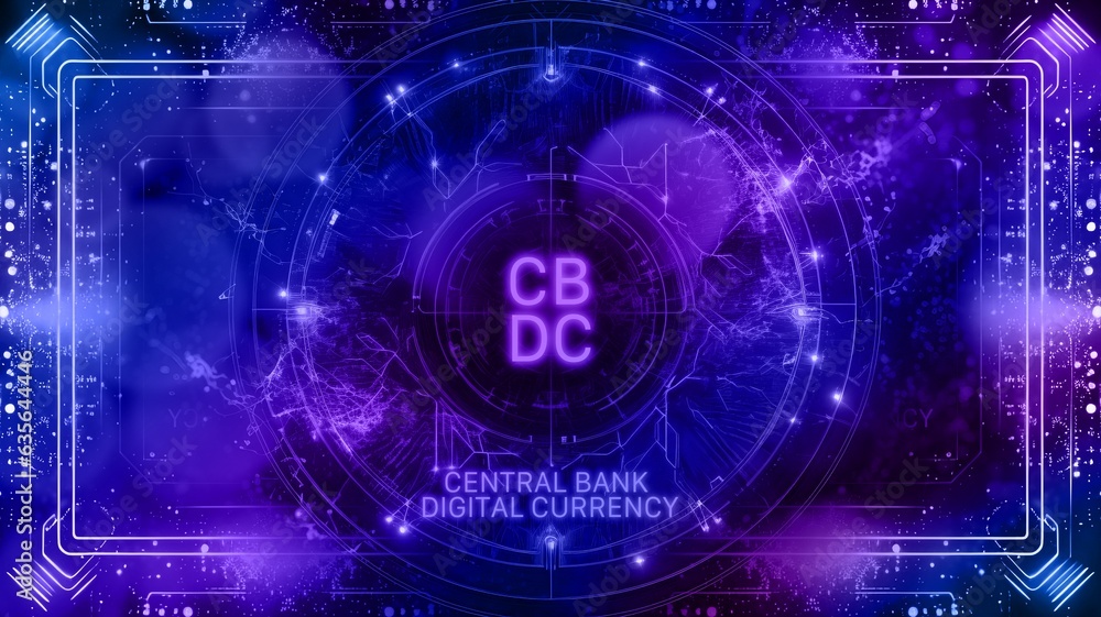 Ai generated. Central bank digital currency symbol glowing currency sign on a abstract digital background. Advertising banner with Financial hi-tech theme Illustration background. graphic wih Ai generated. Central bank digital currency symbol glowing currency sign on a abstract digital background. Advertising banner with Financial hi-tech theme Illustration background. graphic wih