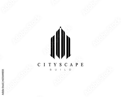 Modern building, apartment, residence, real estate, architecture, construction, skyscraper, cityscape, structure and planning logo design template.