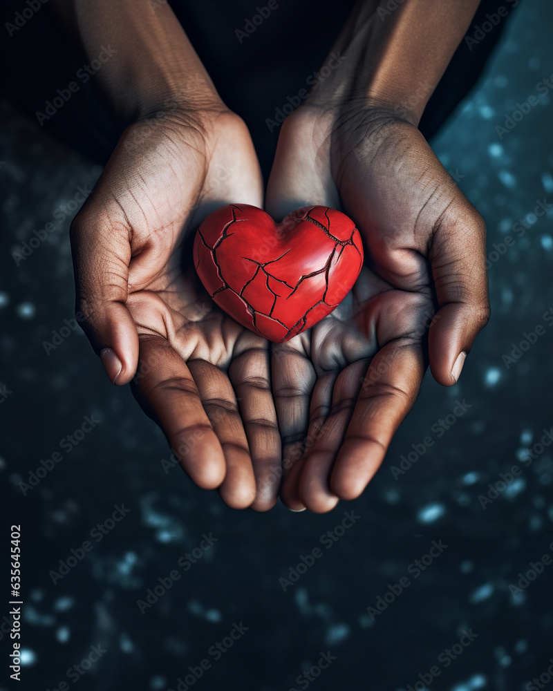 Obraz premium Hands holding a broken Heart