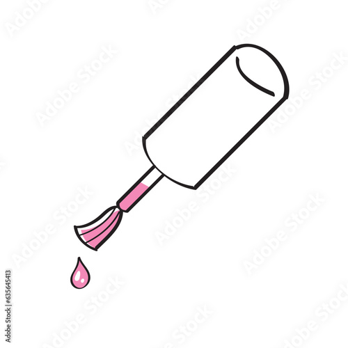 Pink nail polish brush isolated vector illustration