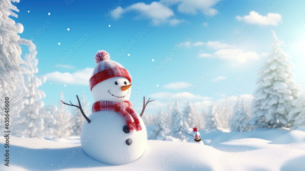 Snownam in snow background