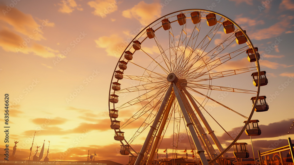 Ferris Wheel At Sunset 