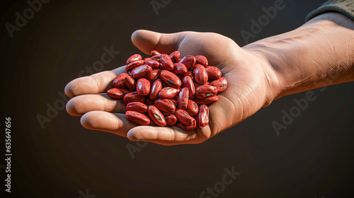 Hand Holding A Handful Of Beans