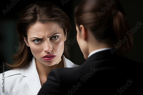 angry, discussing business woman 