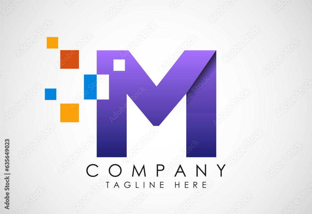 English alphabet with data pixel. Creative technological modern data pixel logo English alphabet with data pixel. Creative technological modern data pixel logo
