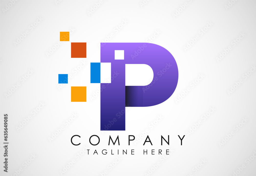 English alphabet with data pixel. Creative technological modern data pixel logo English alphabet with data pixel. Creative technological modern data pixel logo