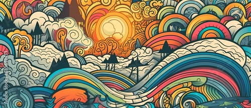 Background landscape pattern, with parallel lines illustration