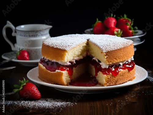victoria sponge cake with strawberries