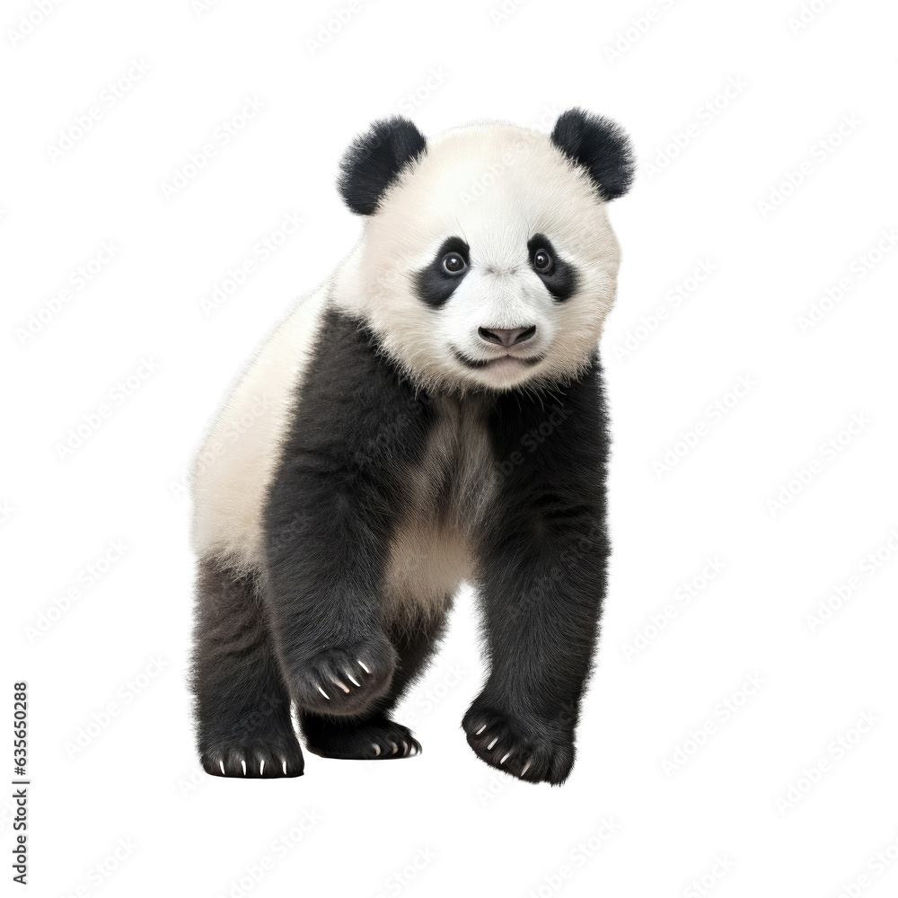 Six month old Ailuropoda melanoleuca positioned against transparent background Six month old Ailuropoda melanoleuca positioned against transparent background