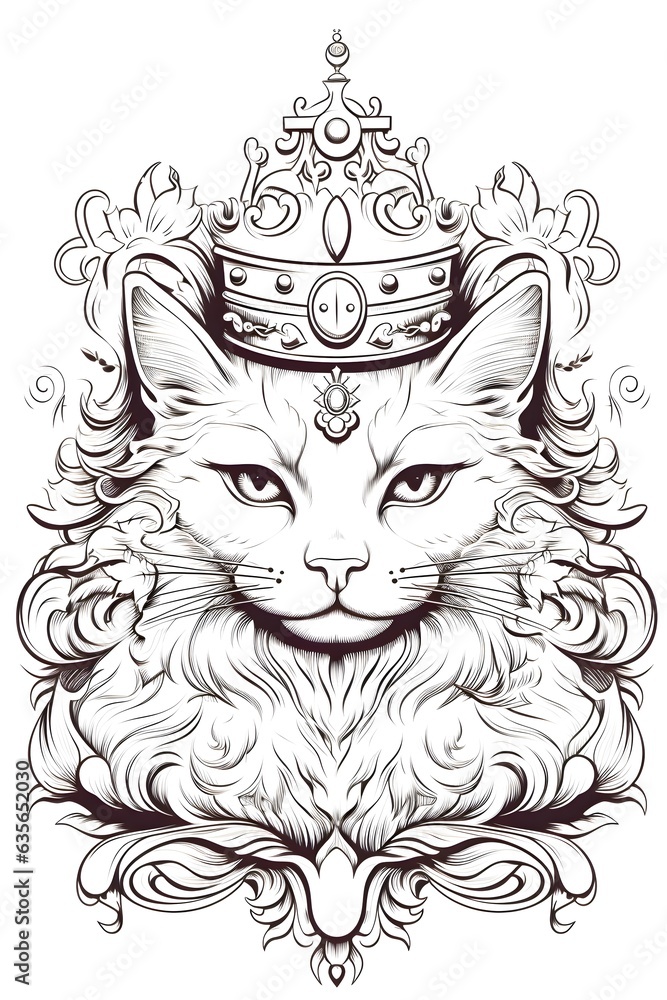 black and white royal cat