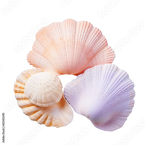 Close up of seashells on transparent background