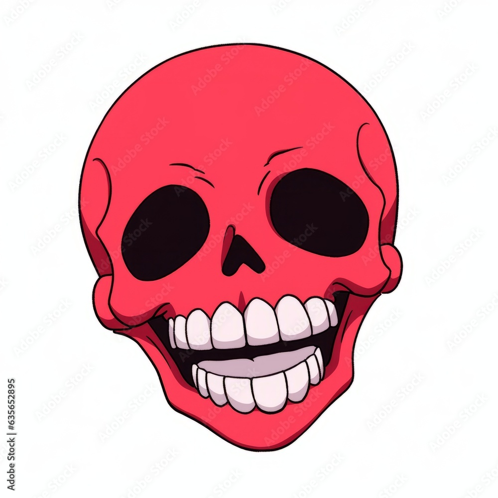Fototapeta premium whimsical anime chibi skull giggling with delight, Generative AI