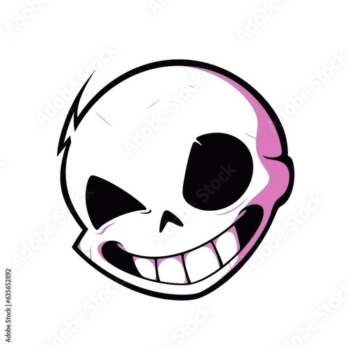 whimsical anime chibi skull giggling with delight, Generative AI