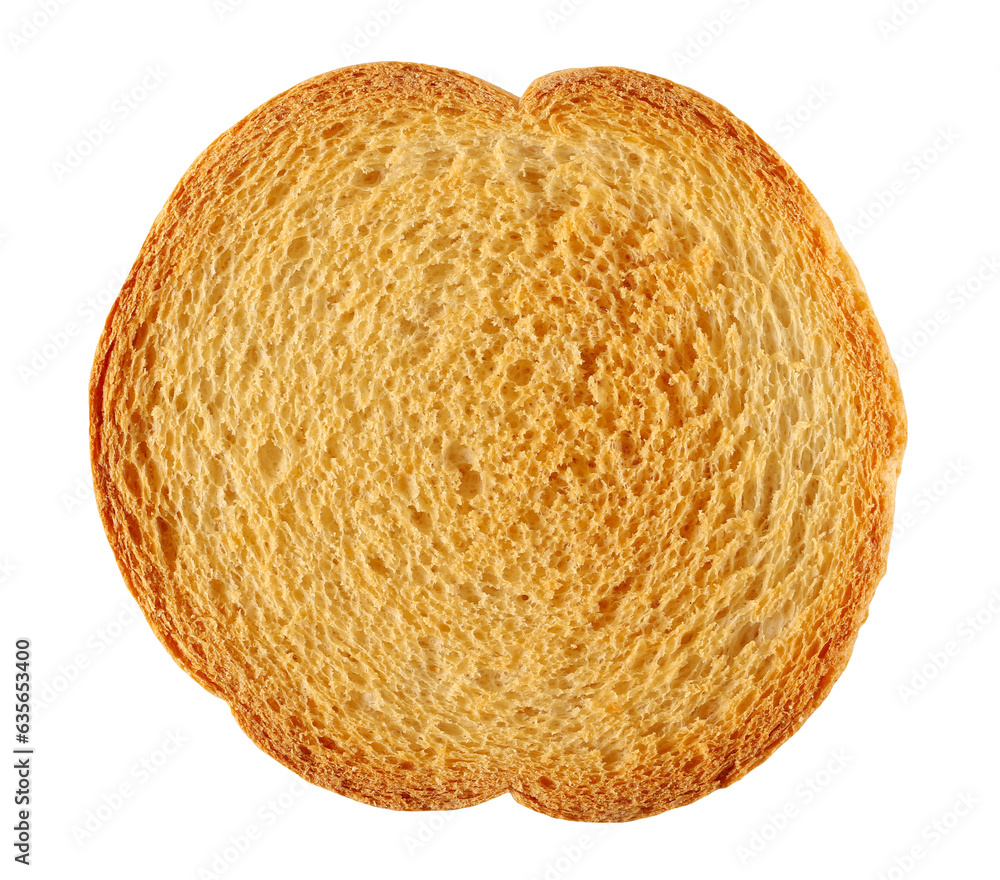 Weizen Toast Rund Round bread rusk, whole wheat toast isolated on white, top view Stock ...