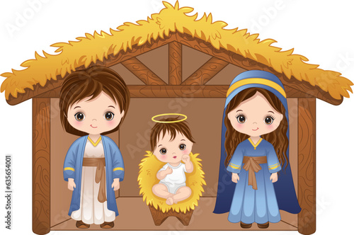 Vector Nativity Scene with Holy Family