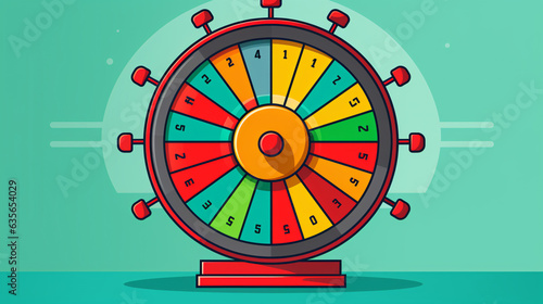 Exciting Flat Design of a Wheel of Fortune Ready for Promotions and Games with Creative Touch