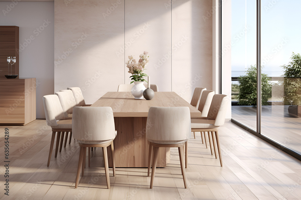 Fototapeta premium modern dining room beige theme