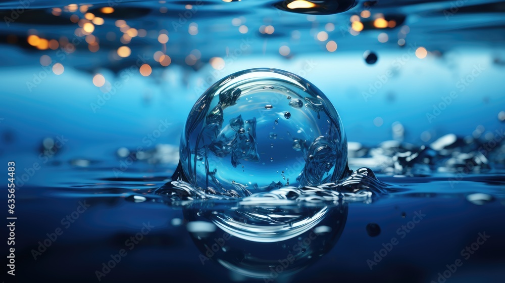 Sustainable Future Clean Hydrogen water element bubble artificial reflection