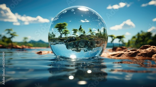 Sustainable Future Clean Hydrogen water element bubble artificial reflection