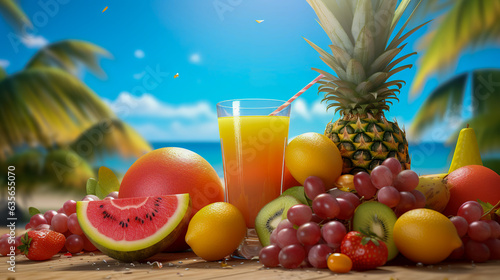 Summer Background With Fruits And Juice 