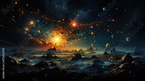 Surreal Solar System: A Celestial Canvas of Wonders and Imagination. Generative AI
