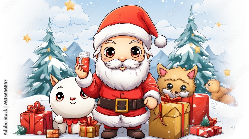 Santa's Enchanted Illustration: A Whimsical Depiction of Father Christmas. Generative AI Santa's Enchanted Illustration: A Whimsical Depiction of Father Christmas. Generative AI