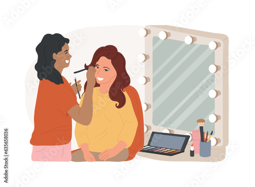 Professional makeup isolated concept vector illustration. Professional cosmetics, beauty salon, movie makeup artist, filmmaking crew, bridal make-up service, skin treatment vector concept.