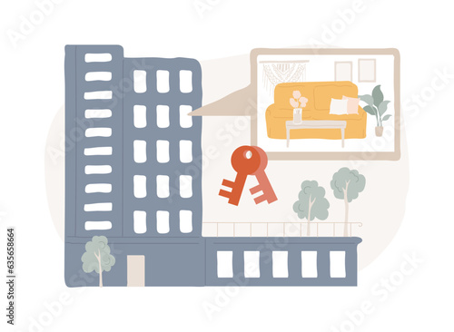 Condominium isolated concept vector illustration. Private residence in a building complex, condominium management, landlord owned household, multistorey house appartment vector concept.