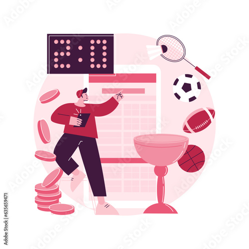 Sports betting abstract concept vector illustration. Bookmaker market, wagering website, sports betting mobile app, put bet on, online gambling, winner strategy, earn on e-sport abstract metaphor.