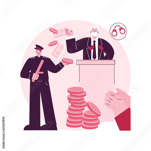 Political corruption abstract concept vector illustration. Police corruption, political scandal news, bribery and tax offense, governmental financial crime, corrupted leader abstract metaphor.