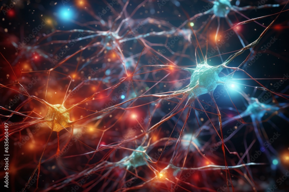 Fototapeta premium intricate neural dance amidst colored chaos, Generative AI