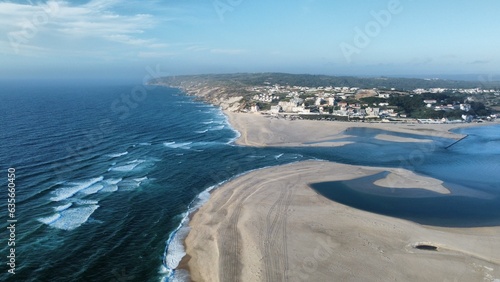 Drone shot of Foz do Arelho beach photo