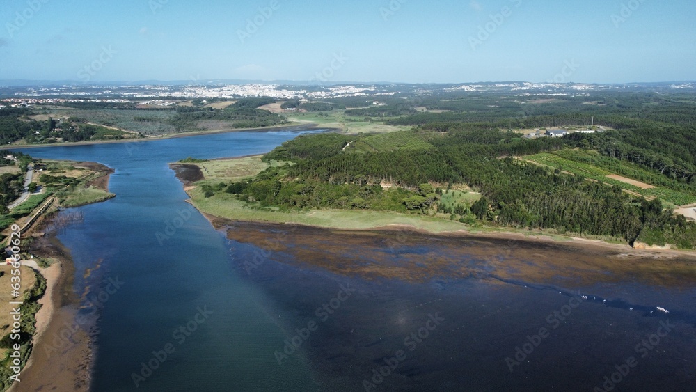Drone shot of Foz do Arelho beach