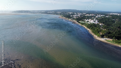 Drone shot of Foz do Arelho beach