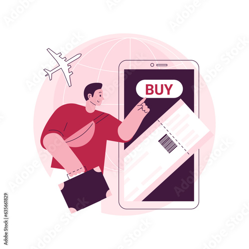 Buying tickets online abstract concept vector illustration. Online booking mobile application, e-Commerce shopping, internet purchase, buying tickets in advance on website abstract metaphor.