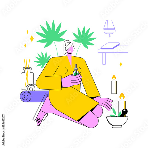 Ayurveda retreat isolated cartoon vector illustrations. Young woman in Ayurveda retreat, health care, concept tour in the wellness hotel, holistic body healing system vector cartoon.