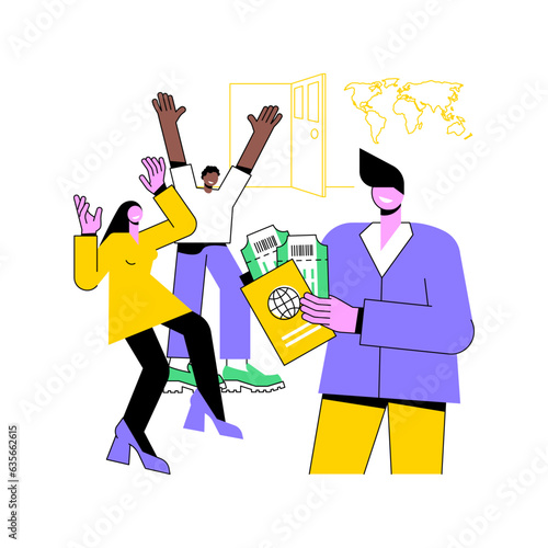 Ready for traveling isolated cartoon vector illustrations. Young couple getting tickets and documents for travelling, all inclusive tour, ready for vacation, summer holidays vector cartoon.