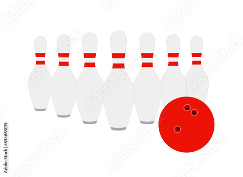 An illustration of a 'bowling' equipment object, one of the types of sports. Bowling ball and bowling pins.
