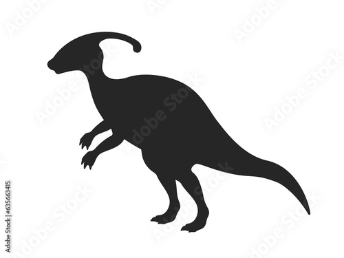 恐竜のパラサウロロフスのシルエットのイラスト