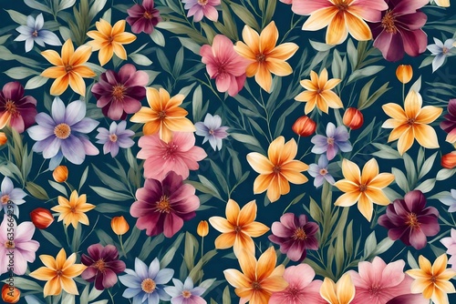 beautiful hand painted floral print   seamless background 